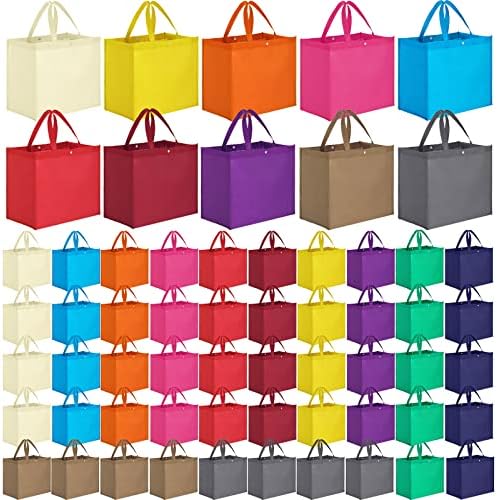 Zhehao 60 Pcs Reusable Grocery Shopping Bags, Non Woven Tote, Multicolor by Zhehao