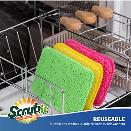 Scrub and Wipe Scrubbing Pads [10 Pack] – SCRUBIT Dual Sided Scouring Pad and Sponge - Reusable Kitchen Scrubbing Sponges for Dishes, Pots, Pans Utensils & Non-Stick Cookware (Pink) - Image 6