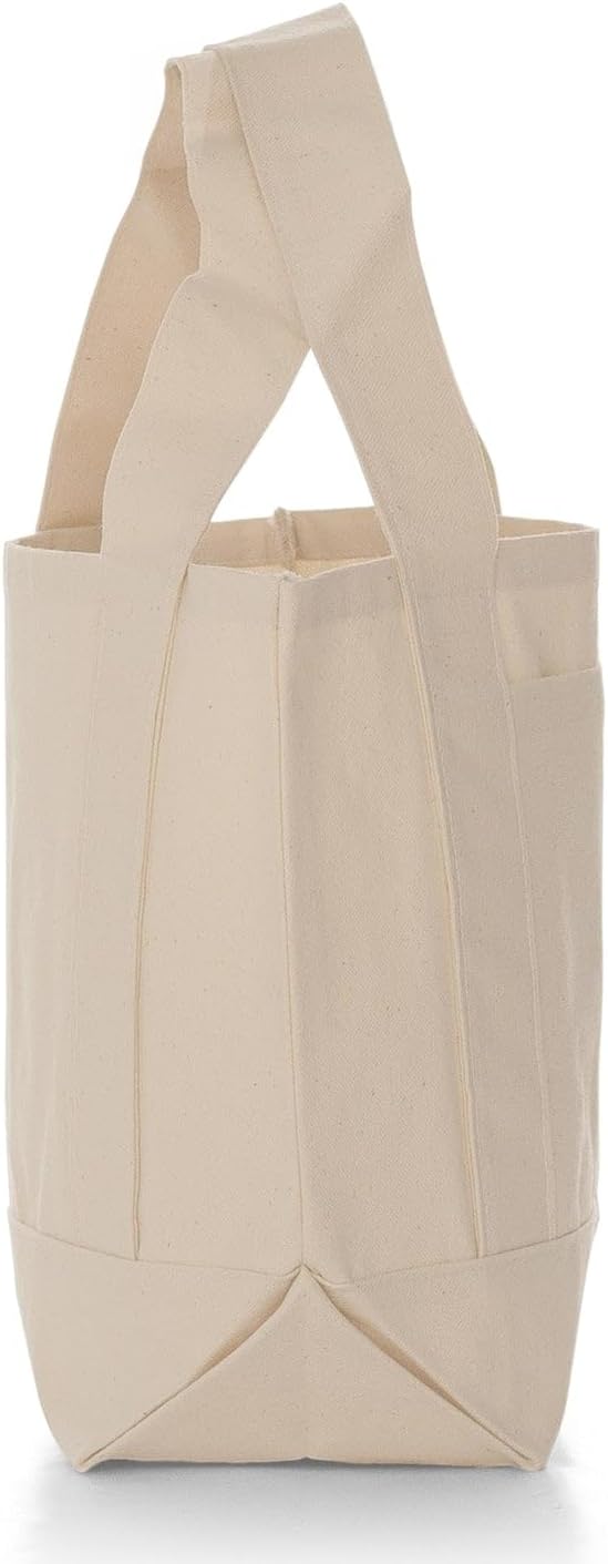 12 Pack Mini Iconic Canvas Shopping Bags with Gusset – Reusable Eco-Friendly Tote Bags with Handles