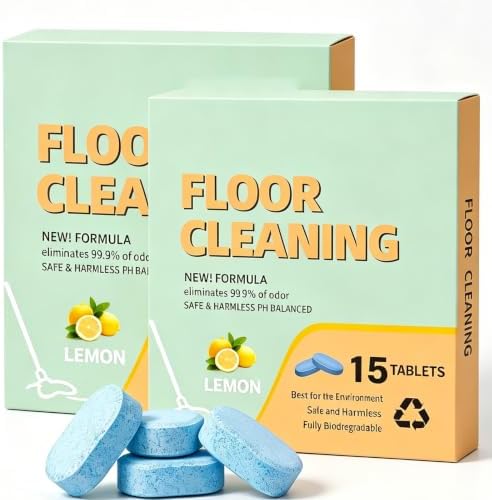 DOUNIU 30 Count Floor Cleaning Tablets, Lemon Scent Fast Dissolving Floor Cleaner Tablets, No Sticky Residue Floor Cleaning Refill for Tile, Vinyl, Laminate and Hardwood Floors by Unknown
