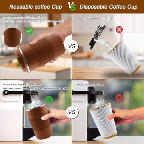 Insulated Travel Coffee Mug, Stainless Steel Coffee Cup with Leakproof Lid - Image 4