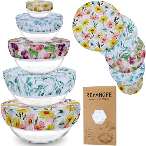 5Pcs Reusable Beeswax Elastic Bowl Covers for Bread Proofing and Food Cover by Revahope