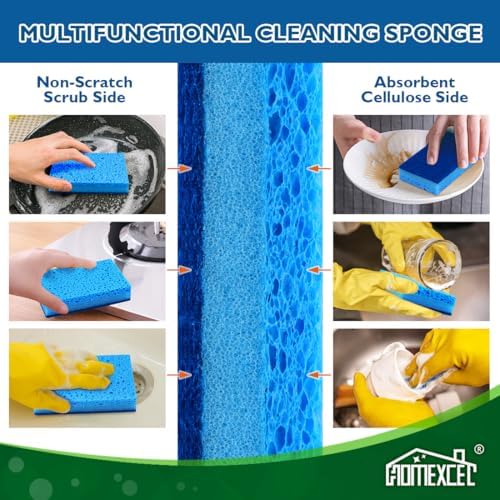 HOMEXCEL Sponges Kitchen 24 Pcs, Non-Scratch Sponge for Cleaning Dishes - Image 5