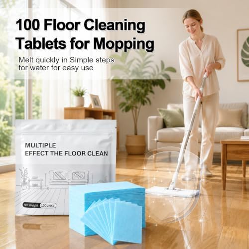 Floor Cleaner Tablets for Mopping, 100 PCS Multi Surface Floor Cleaning Tablets, Jasmine Scent Mop Solution Concentrate for Sealed Hardwood, Laminate, Vinyl Plank, Tile and Wood Floors - Image 2