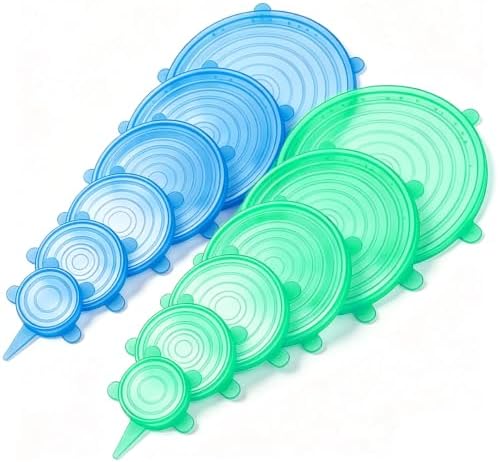 12 pcs Silicone Stretch lids set(6 Sizes,blue&green) by JYYHSF