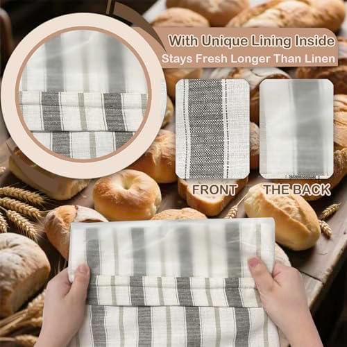 [2 PACK] Bread bags for Homemade Loaves, Large Reusable Linen with TPU Lining, BPA-Free, Food-Grade Cloth Storage Bags with Freezer - Image 3