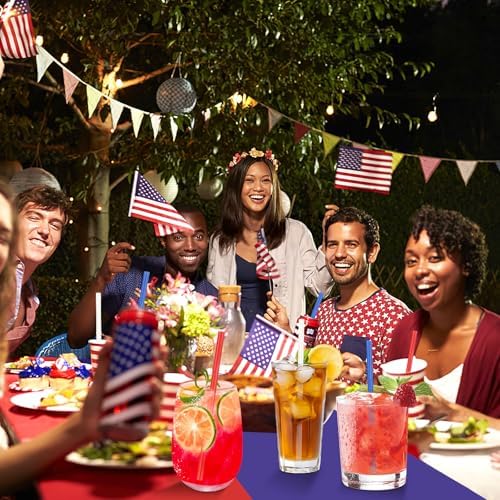 JANYUN 30 Pieces Patriotic Plastic Straws, Red White Blue Star Straws - Image 4