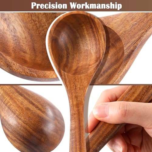 Wooden Spoons for Cooking, 11 Pcs Wood Cooking Utensils Set with Holder, Natural Acacia Wooden Kitchen Tools, Nonstick Cookware, Easy Clean, Kitchen Utensil Set for Mom, Wife Cooking Gifts - Image 4