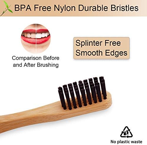 Virgin Forest Bamboo Toothbrushes 6pk, Soft BPA Free Travel Set - Image 2