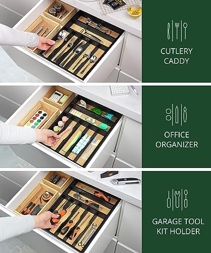 ROYAL CRAFT WOOD Luxury Bamboo Kitchen Drawer Organizer - Silverware Organizer - Utensil Holder and Cutlery Tray with Grooved Drawer Dividers for Flatware and Kitchen Utensils (7 Slot) - Image 6