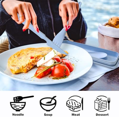4 Sets Travel Utensils with Case, Reusable Cutlery Set for Lunch Box - Image 3