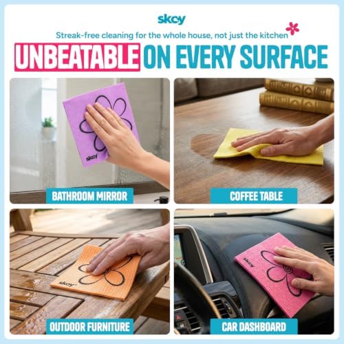 Skoy Cloth, 8-Pack Versatile Swedish Dishcloths for Kitchen and Household Use, Reusable Cleaning Cloths, Planet-Friendly, Dishwasher and Dryer-Safe, Gray - Image 2