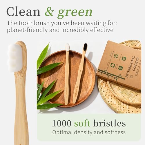 Bamboo Toothbrush 12 Pack Natural Wooden for Adults - Image 5