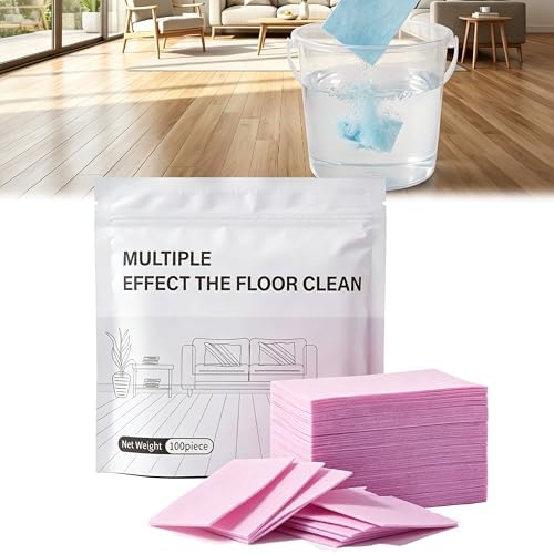 100 Piece Floor Cleaning Tablets Multi-Surface Cleaner, Floor Cleaning Tablets Sheets, Water Soluble Floor Cleaner for Hardwood, Laminate Floors, Wall Tiles, Glass Mopping (Pink, 100PCS) by UUJQAC