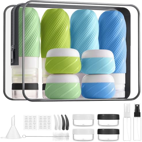 LitBear 23 Pack TSA Approved Travel Bottles for Toiletries, Leak Proof Blue by LitBear