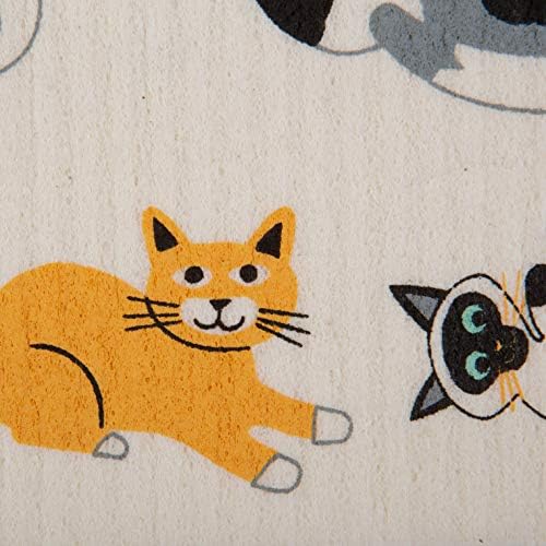 DII Swedish Dishcloths for Kitchen & Cleaning, Reusable, Machine Washable & Dishwasher Safe, Biodegradable, 7.75 x 6.75, Cats Everywhere!, 3 Piece - Image 3
