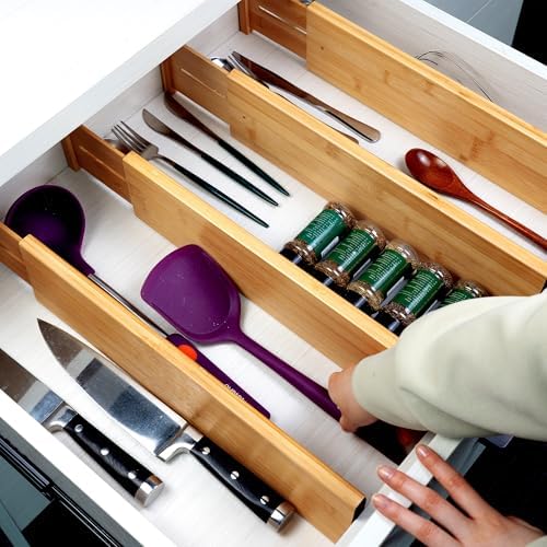 Utoplike Bamboo Drawer Dividers Large, 4" High Kitchen Drawers Organizer - Image 5