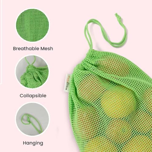 Eco-Friendly Organic Cotton Mesh Produce Bags [Pack of 6] | Reusable Mesh Produce Bags for Grocery Shopping, Fruit & Vegetable Storage | Washable Drawstring Vegetable Bags for Kitchen & Fridge - Image 7