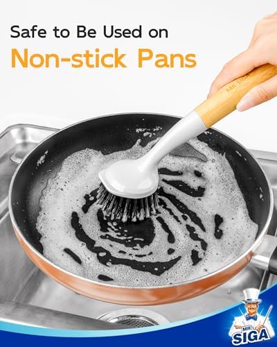 MR.SIGA Dish Brush with Handle, Dish Scruber Brush for Pans, Pots - Image 4