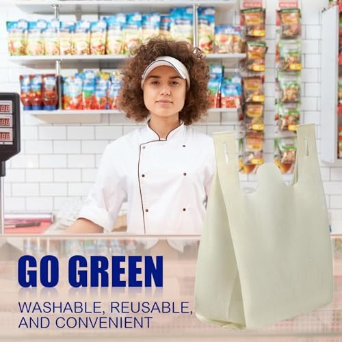 Windyun Large Grocery T-shirt Bags Bulk Reusable Non Woven Shopping Bag Foldable Gift Tote with Handle, 20.5x11x5.5 Inch - Image 5