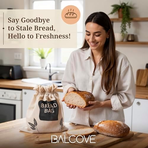 2 x Plastic Lined Bread Bags For Homemade Bread/Homemade Bread Storage Linen - XL 44cm x 35cm - Image 2