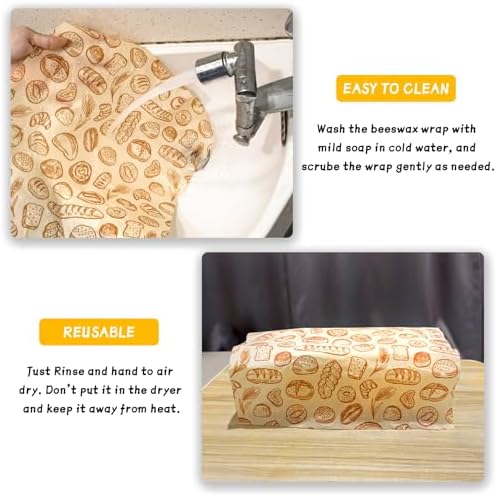 Beeswax Wraps for Food Roll(13x39inch), Organic Beeswax Wrap Beeswax Food Wraps Reusable Food Wrap Sustainable Beeswax Paper Beeswax Sandwich Wrap Beeswax Storage Cloth (Bread) - Image 4