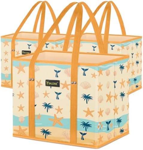 BALEINE 3PK Reusable Grocery Bags, Heavy Duty Shopping Tote Bag by BALEINE