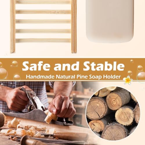 Potchen Bamboo Soap Dish Wooden Hand Craft Soap Case for Shower Rectangular Bathtub Shower Dish Accessories for Home Bathroom Kitchen Sponges(Wood Color,80 Pack) - Image 3