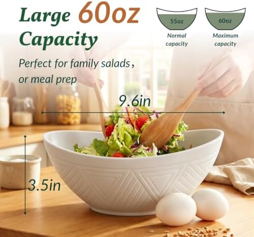 Homienly 9.6 inch Serving Bowls, Large Serving Dishes for Wedding Parties, 60 Oz for Salad, Side Dishes, Pasta, Oval Shape, Microwave & Dishwasher Safe, Set of 4, White - Image 2