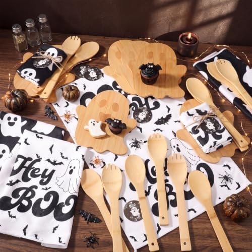 Geelin 37 Pcs Halloween Gifts Bamboo Cutting Board Towels Spoons - Image 6