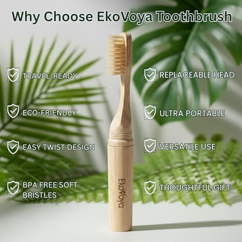 Bamboo Screwable Toothbrush with Case, 2-Piece Design, Soft BPA-Free Bristles, Natural Compact Travel Toothbrush for Camping & Daily Use - Image 6