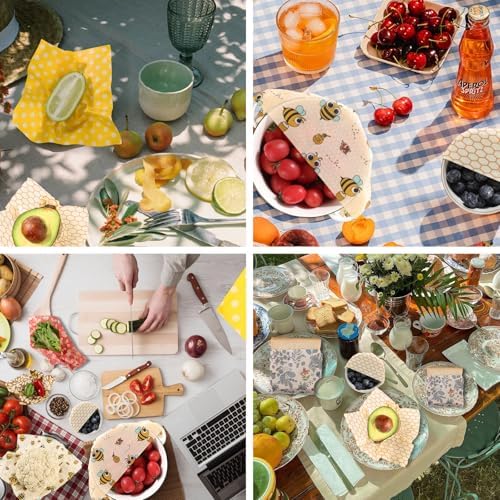 Reusable Beeswax Food Wraps - 6 Pack Blossom pattern (3S,2M,1L) for Homemade Bread Storage, Sandwich Wrap & Bowl Covers | Alternative to Aluminum Foil | Biodegradable, Organic, Zero Waste - Image 5