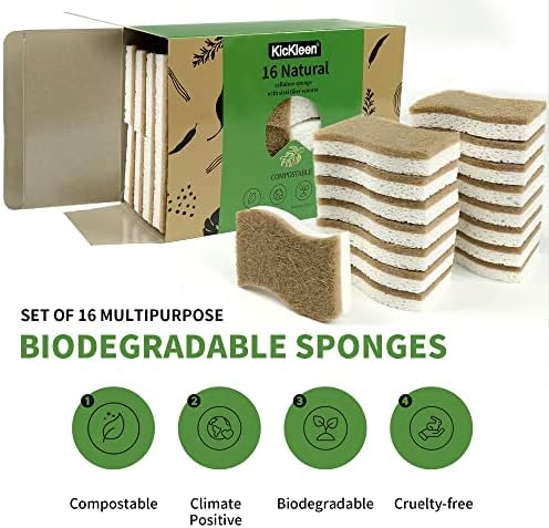 16 Pack Biodegradable Natural Dishsponge Kitchen Sponges - Image 2