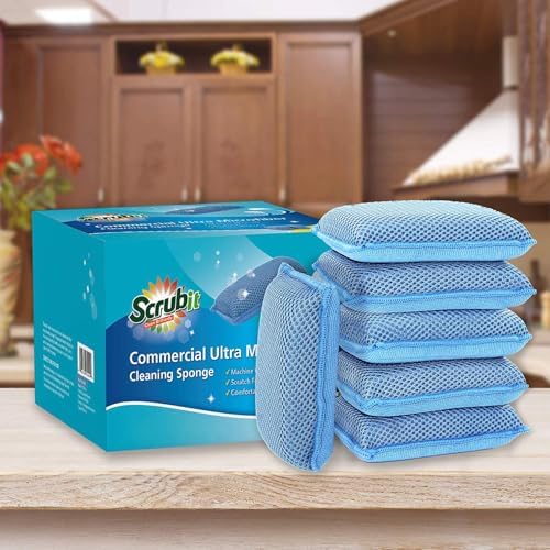 Miracle Microfiber Kitchen Sponge by Scrub-It (6 Pack) - Non-Scratch Heavy Duty Dishwashing Cleaning sponges- Machine Washable - (Blue) - Image 7