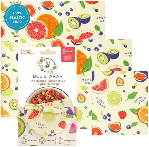 Bee's Wrap Beeswax Food Wraps, 3 Pack Assorted - Fresh Fruit by BeesWrap