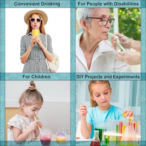 Bendable Straws - 11 inch Long Colored Flexible Straws - Bendy Drinking Straw Reusable - 14 Pack - Image 4