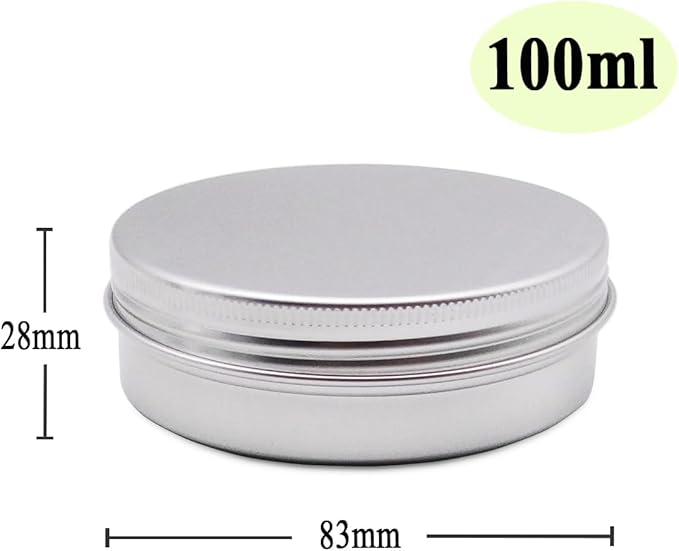 6pack 100ml Aluminum Tin Jars, 100 Gram Empty Travel Cosmetic Sample Containers with Screw Cap Lid, 100g Metal Tins Can Storage Travel Jars for DIY Crafts, Lip Balms, Face Cream, Candle, Tea