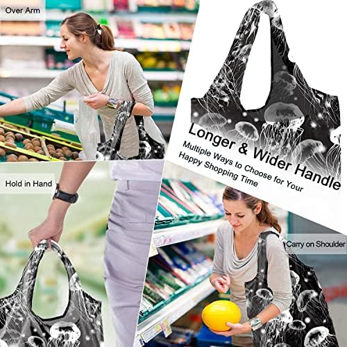 BeeGreen Turtle Reusable Grocery Bags Frog Elephant Flamingo Jellyfish Shopping Bags Bulk 50LBS X-Large Heavy Duty 6 Pieces - Image 5