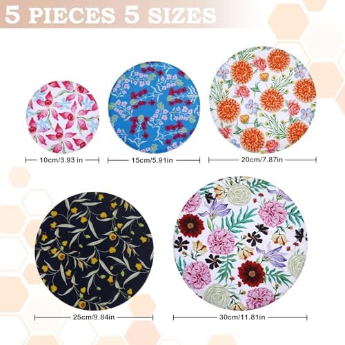 5Pcs Reusable Beeswax Elastic Bowl Covers for Bread Proofing and Food Cover - Image 2