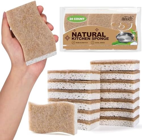 HOMEXCEL Kitchen Dish Sponges, 24 PK Non Scratch Natural Sponge for Dishes by HOMEXCEL