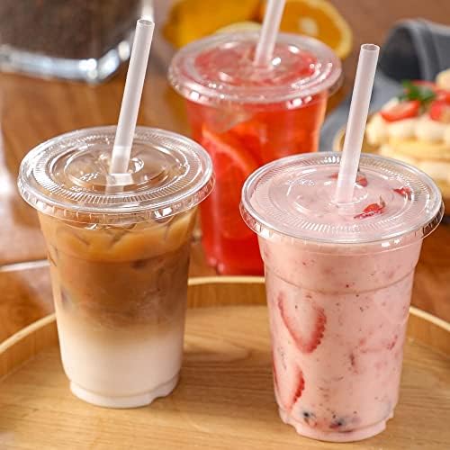 VITEVER [100 Sets - 20oz Clear Plastic Cups with Lids and Straws, Disposable Cups for Iced Coffee, Smoothie, Milkshake, Cold Drinks (Pack of 2) - Image 5