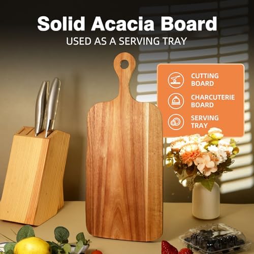 The Perfect Housewarming Gift! Wooden Cutting Boards Set with Utensils & Napkin - Charcuterie, Cheese, Serving Tray for New Home, Kitchen Decor - Image 3