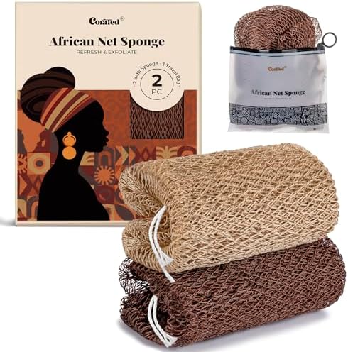 CORATED African Net Sponge Authentic, Shower Loofah Exfoliating Bath Sponge by CORATED