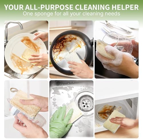 6 Pack Natural Loofah Sponges for Dishes - Image 6