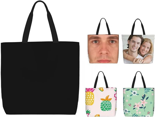 Custom Large Black Tote Bag With Pocket Extra Large Reusable Grocery Bags