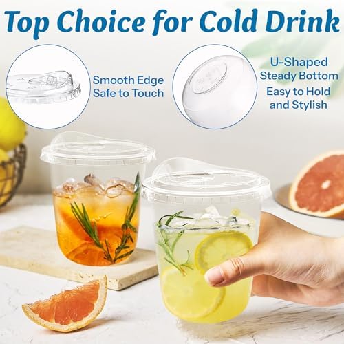 Homestockplus 100 Pack 12 oz BPA-Free Clear Plastic Cups with Sip Lids - Leak-Proof Round Bottom Disposable Iced Coffee Cups for Kids, To-Go Drinks, Smoothies, Juice & Small Portion Cold Beverages - Image 3