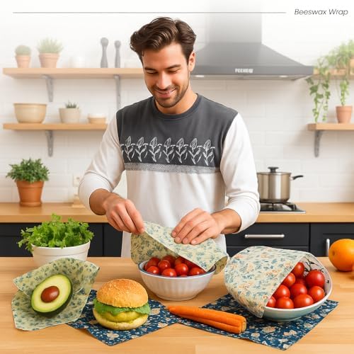 Reusable Beeswax Food Wraps 9-Pack | Organic Eco-Friendly Sustainable Plastic-Free for Sandwiches, Bread, Produce & Leftovers | Zero Waste Food Storage Variety Pack (1XL, 3M, 5S) - Image 2