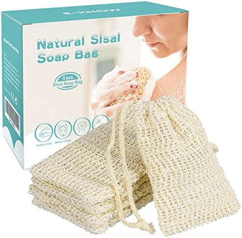E-Know Soap Bag, 5 Pack Natural Sisal Soap Saver, Zero Waste Plastic-Free Soap Net, Foaming and Drying The Soap, Massage, Peeling - Image 7