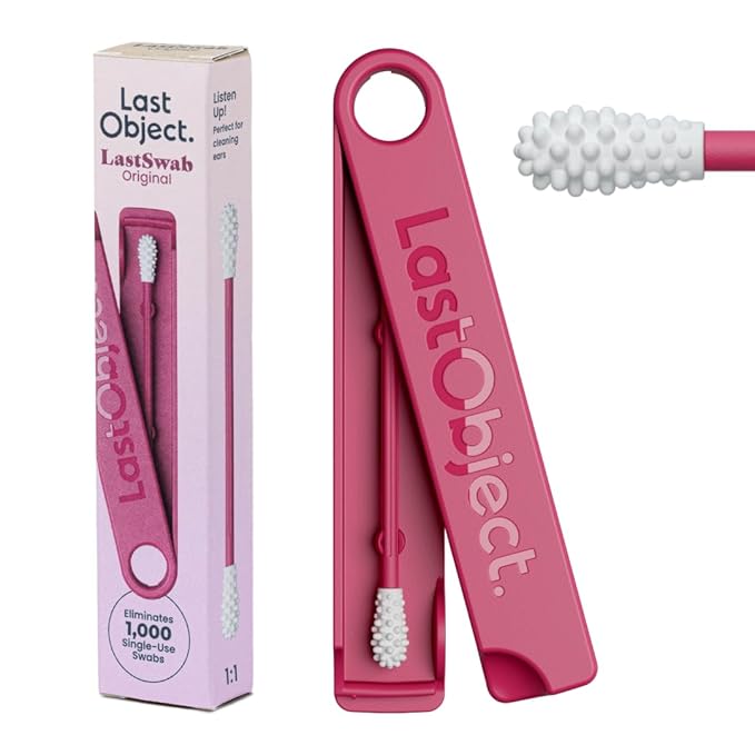 LastSwab® Reusable Cotton Swabs for Ear Cleaning - The Sustainable and Sanitary Alternative to Single-Use - Zero Waste and Easy to Clean - Comes with a Convenient Travel Case Holder - Red