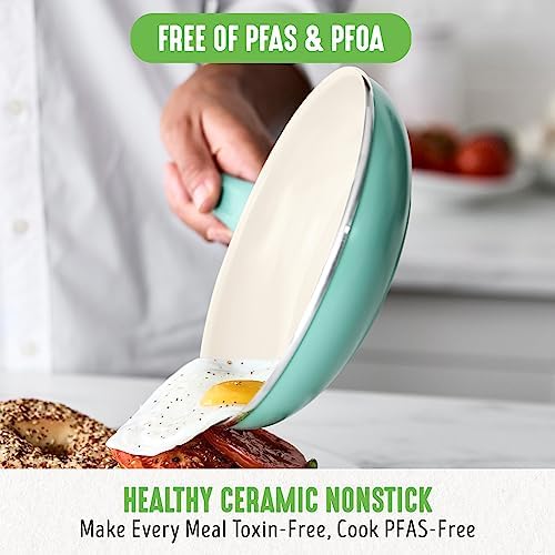 GreenLife Soft Grip 23 Piece Kitchen Cookware Pots and Frying Saucepans Set, Healthy Ceramic Nonstick PFAS and PFOA-Free, Dishwasher and Oven Safe, Even Heating, Easy Clean, Warp Control, Turquoise - Image 2